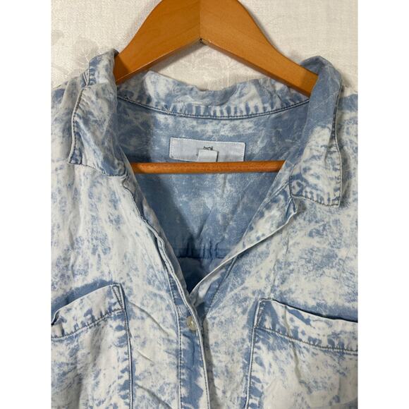 Thread + Supply Chambray Shirt Dress Large Light Blue Acid Washed Pockets Tunic - Picture 4 of 10